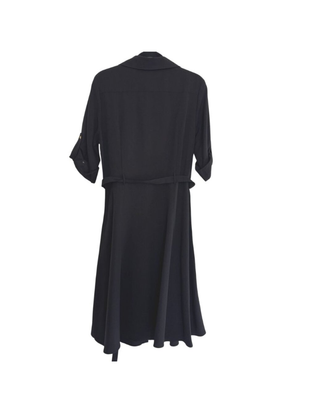 Sharagano Women Button Front Belted Shirt Roll Tab Sleeve Dress Size 12 - Picture 2 of 8